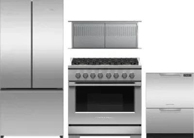4 Piece Package Includes Refrigerator, Range, Hood And Dishwasher